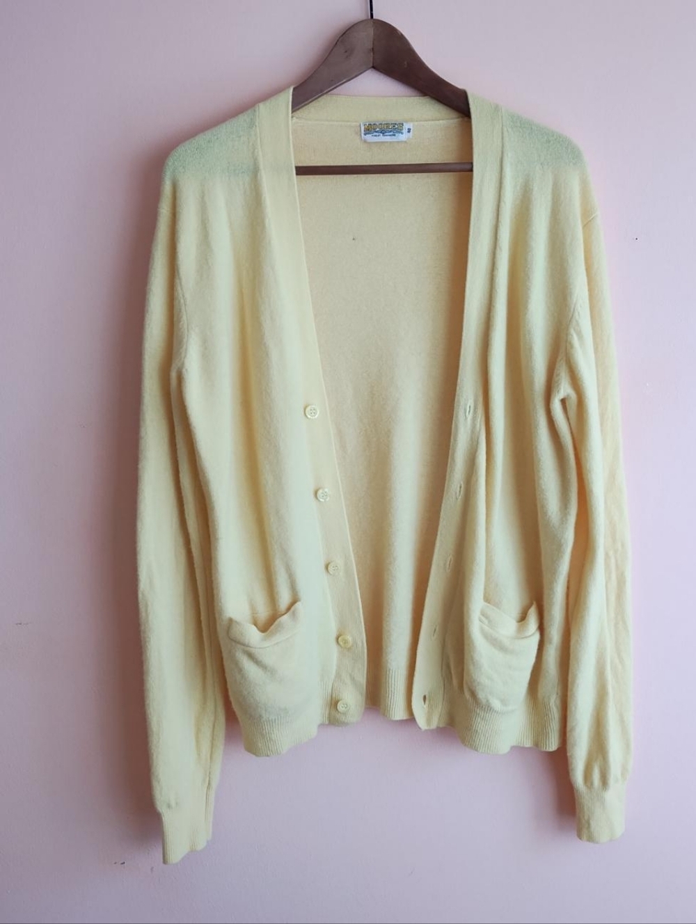 Vintage Cashmere Cardigan, Buttercream Yellow
